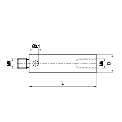 M5 алюминиевый удлинитель щупа, L 150 мм, D 20 мм, для систем ZEISS A-5555-0126