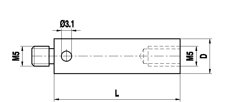 M5 алюминиевый удлинитель щупа, L 40 мм, D 11 мм, для систем ZEISS A-5555-0135
