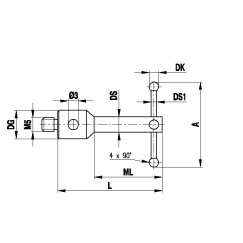 M5 звёздчатый щуп с 4 лучами, рубиновый шарик Ø1 мм, стержень из карбида вольфрама, ML 30 мм, для систем ZEISS A-5555-3839
